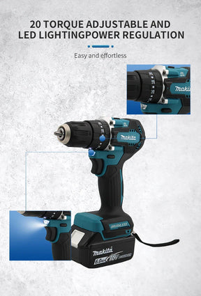 Taladro atornillador inalámbrico Makita DDF487 original de 410 W, destornillador de impacto eléctrico sin escobillas, herramienta eléctrica para batería Makita de 18 V