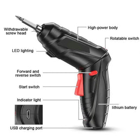 Kit de destornilladores de 2/47 piezas de 3,6 V, batería de litio recargable, destornillador eléctrico inalámbrico, kit de taladro, herramientas eléctricas plegables para el hogar